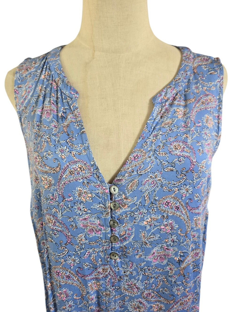J. Jill Blue Paisley Sleeveless Print Tall Maxi Dress - Picture 2 of 7